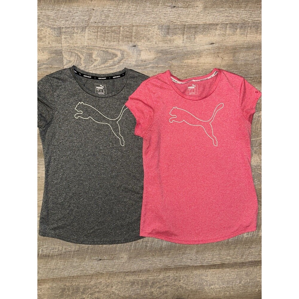 PUMA Womens Heather Graphic T-Shirt Lot of 2 Size M Short Sleeve Activewear Gym